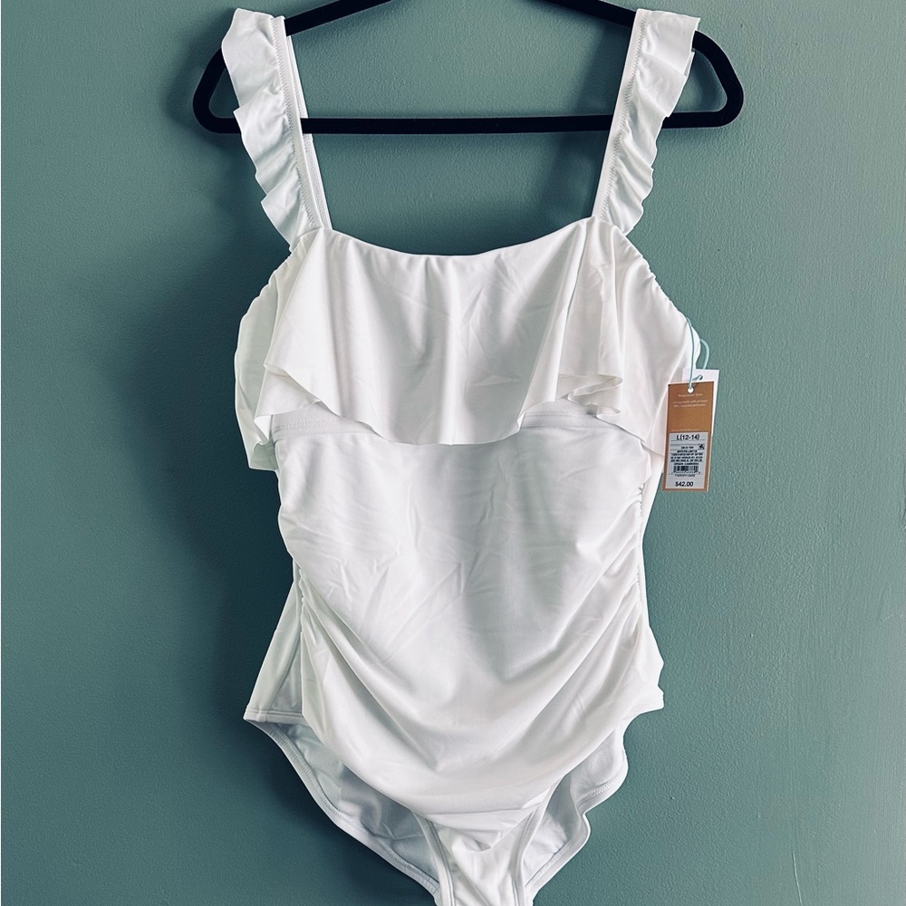 Kona White Ruffled One-Piece Swimsuit